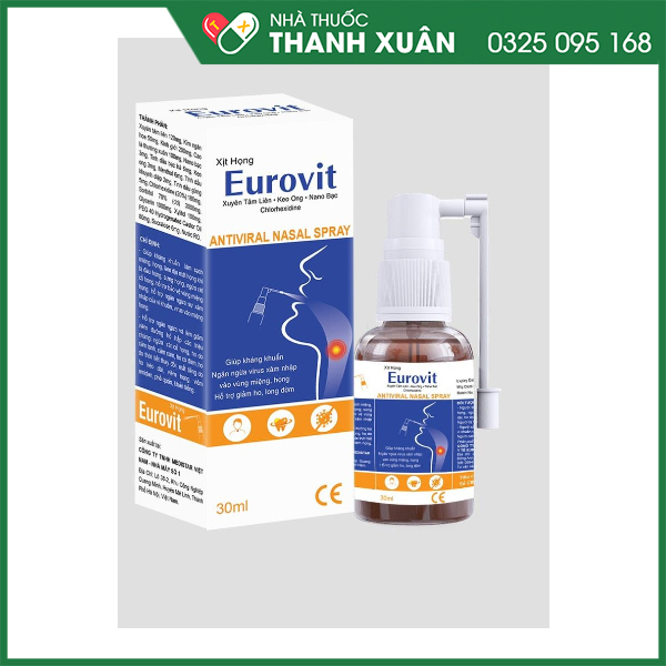 Xịt họng Eurovit giảm ho, đau rát họng hiệu quả